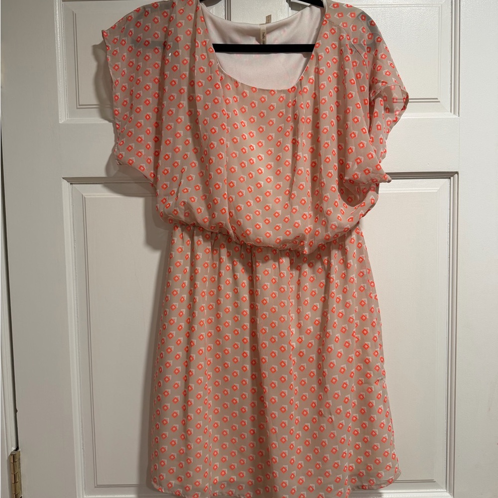 Hello Miss Coral Polka Dot Mini Dress